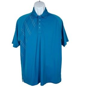 Hollas XFC Polo Shirt Men Large Blue Short Sleeve Second Skin Dri-Fit Active Tee